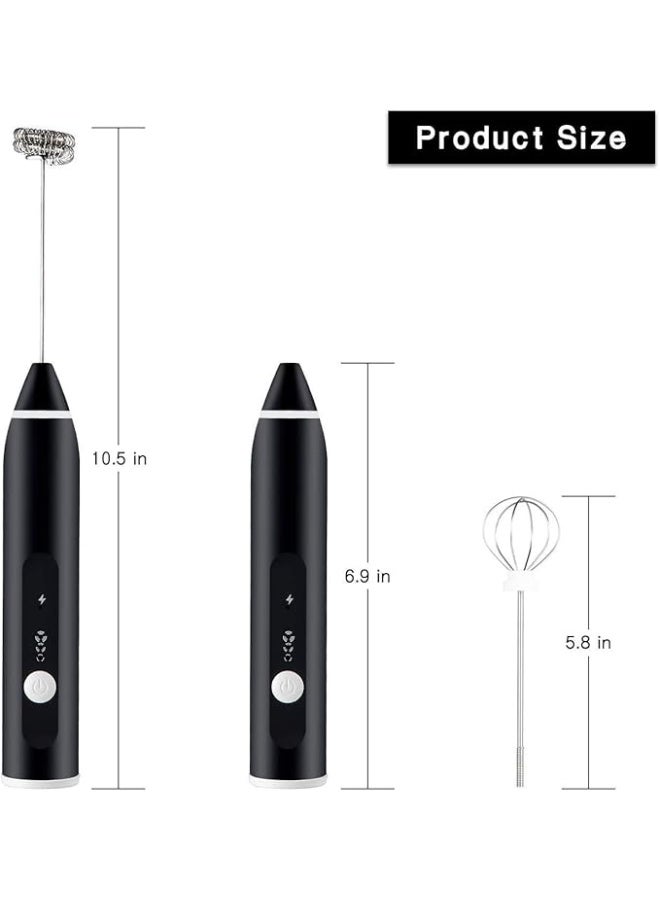 Portable 3-speed handheld rechargeable milk frother with USB port, suitable for lattes, cappuccinos, and as a dual-purpose drink mixer. - Image 3